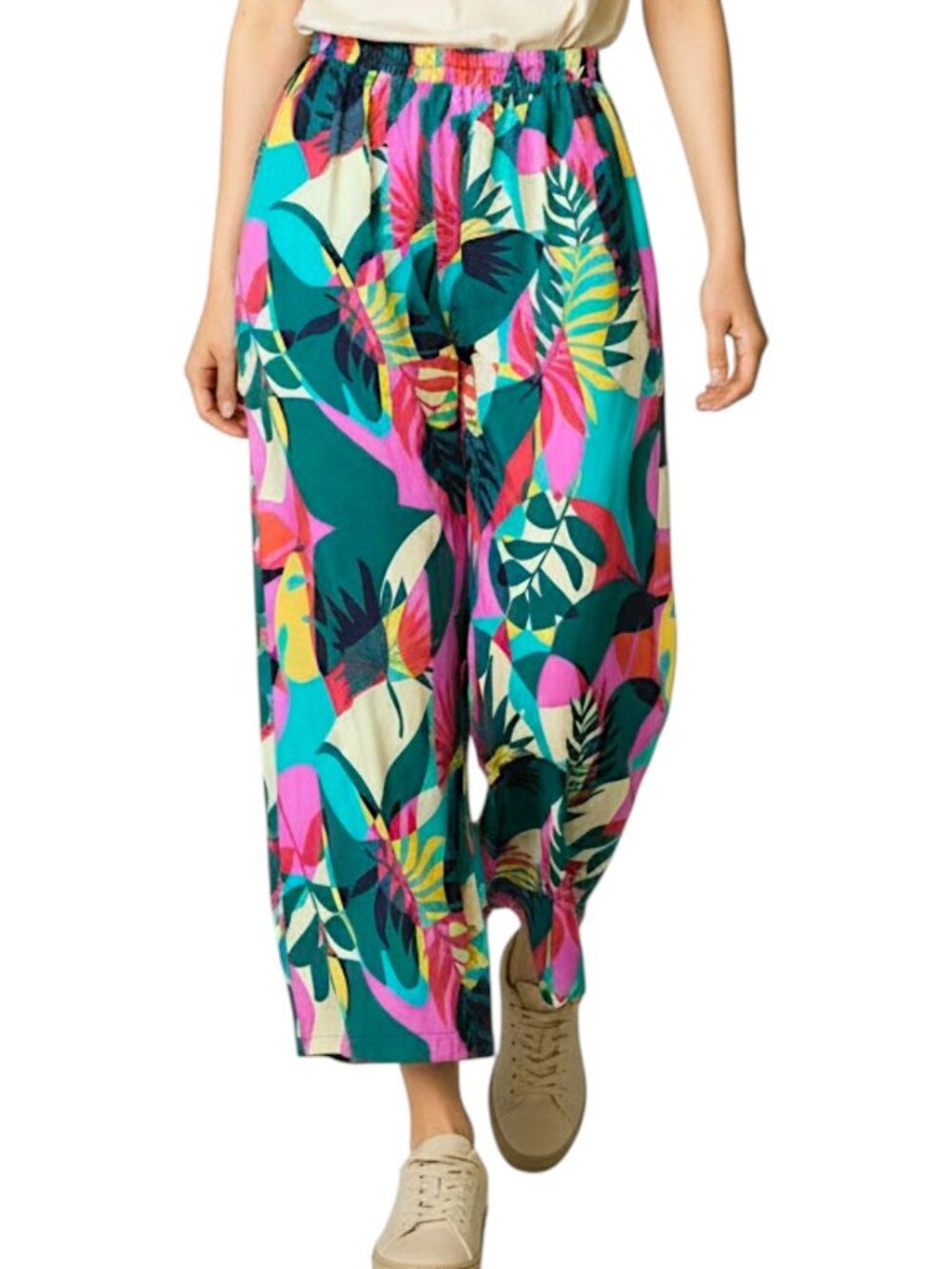 Hailey & Co Tropical Colorful Wide Leg Casual Pants - FLAW - Women's Size M
